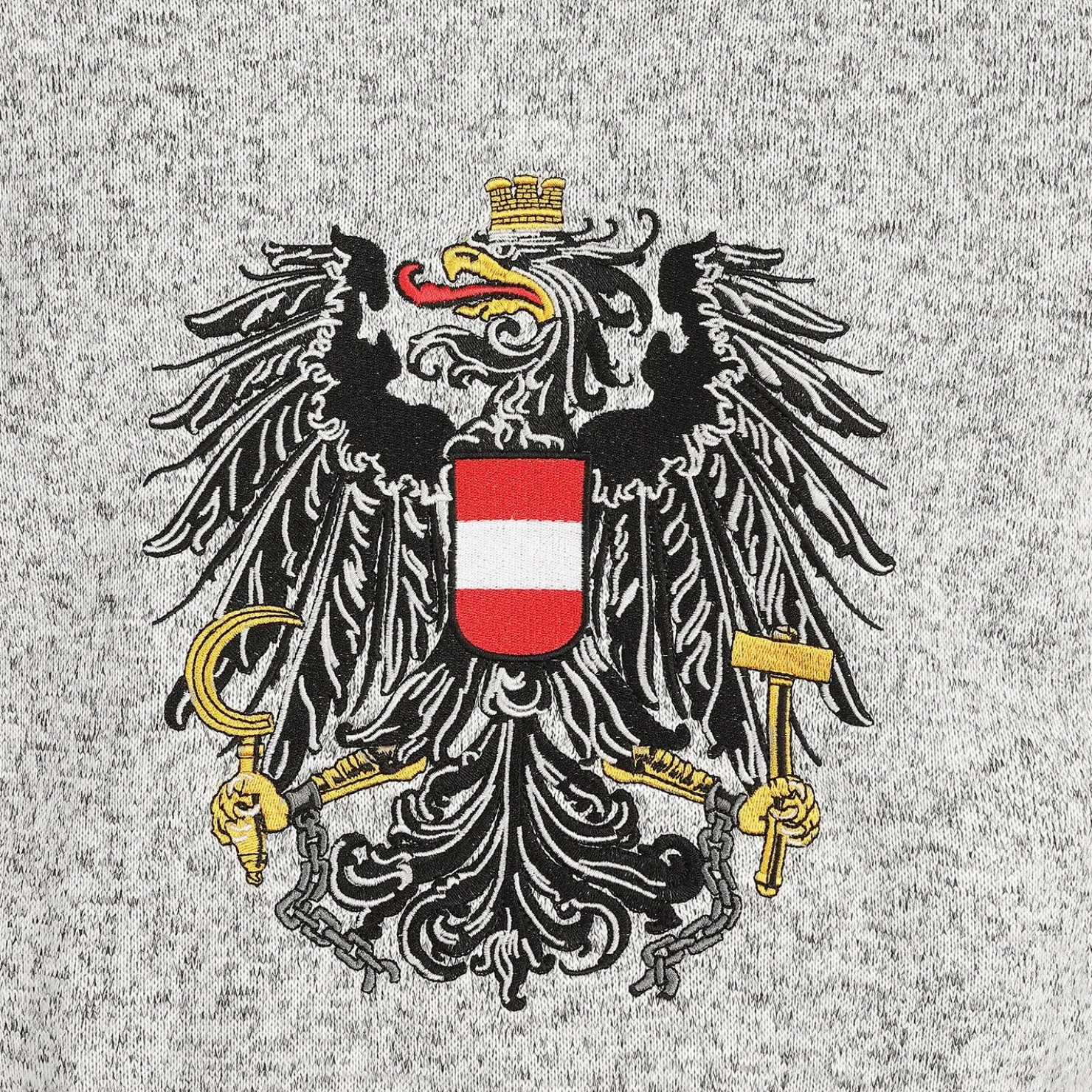 Zillertaler Trachtenwelt Jacken-Herren Strickfleece Jacke "Österreich", Hell Grau