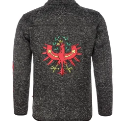 Zillertaler Trachtenwelt Jacken-Herren Strickfleece Jacke "Tirol", Anthrazit Grau