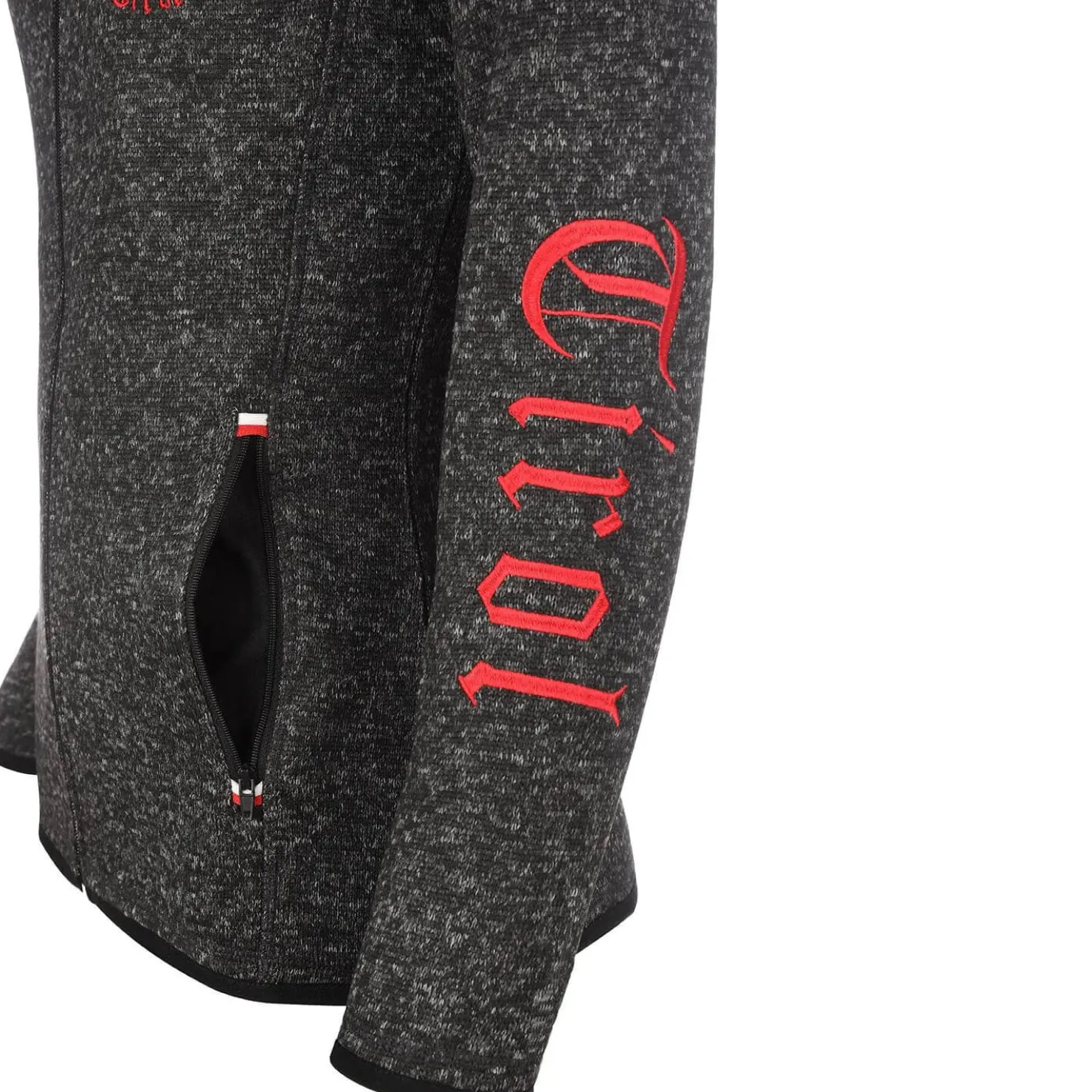 Zillertaler Trachtenwelt Jacken-Herren Strickfleece Jacke "Tirol", Anthrazit Grau