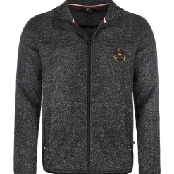 Zillertaler Trachtenwelt Jacken-Herren Strickfleece Jacke "Österreich", Anthrazit Grau