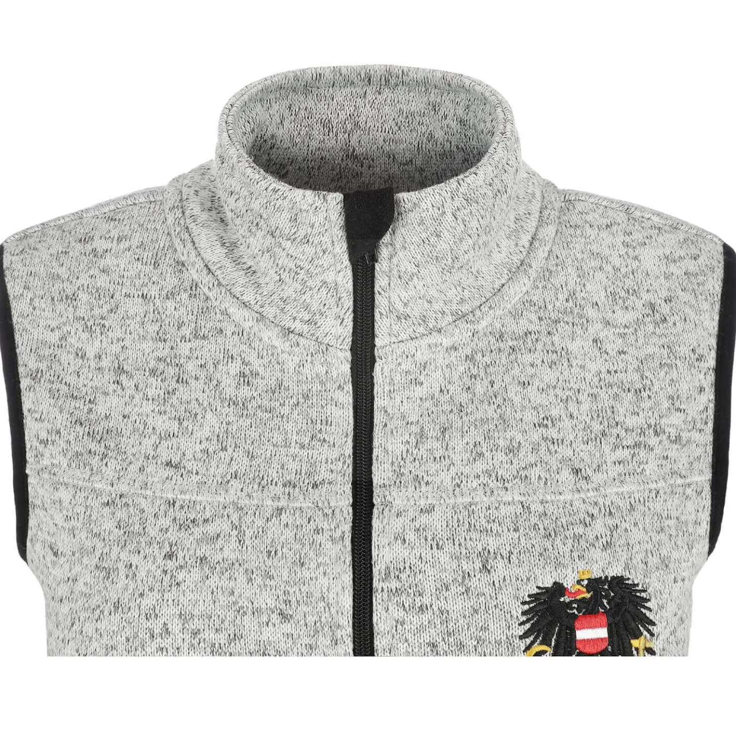 Zillertaler Trachtenwelt Jacken-Herren Strickfleece Weste "Österreich", Hell Grau