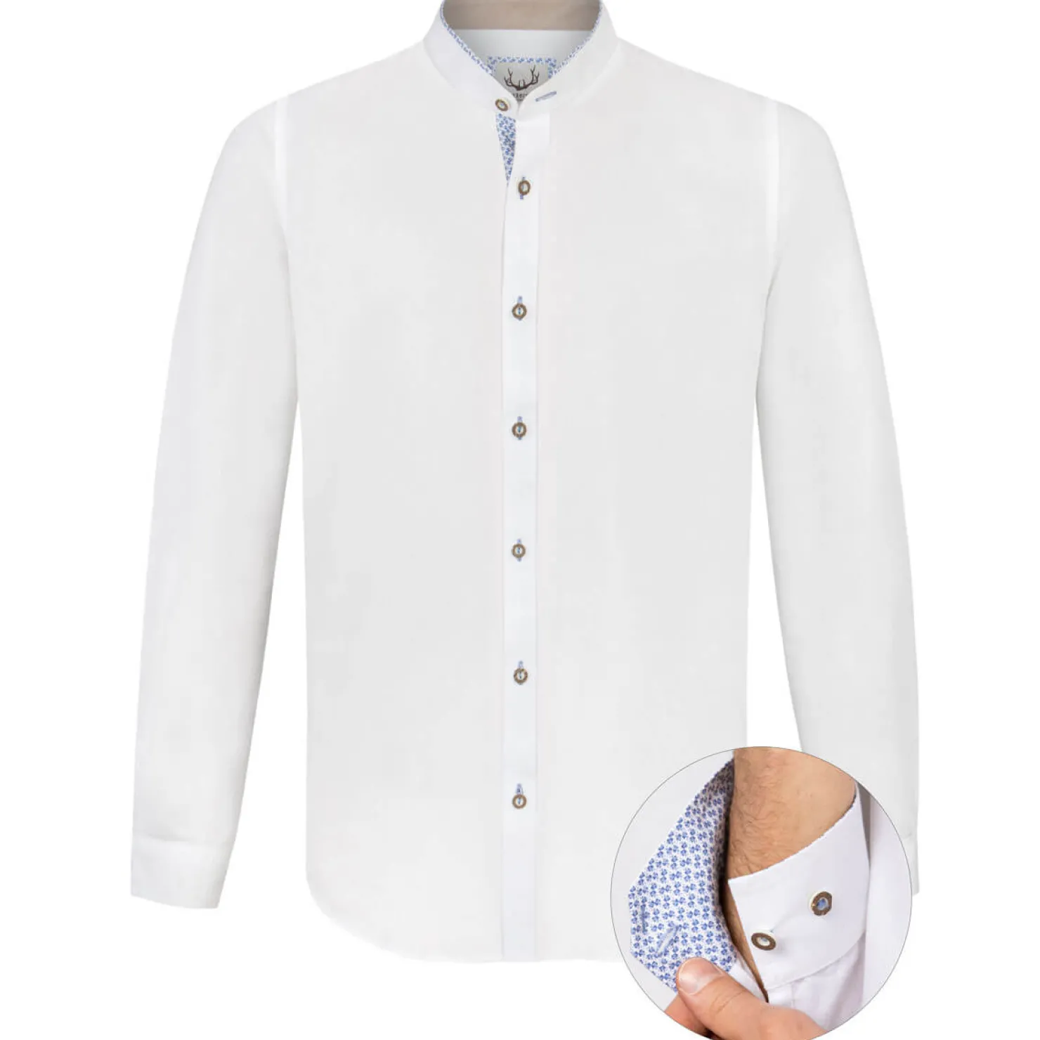Zillertaler Trachtenwelt Hemden-Herren Trachtenhemd "Raphael", -Blau Weiß