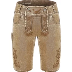 Zillertaler Trachtenwelt Freizeithosen-Herren Trachtenjeans mit Latz, Braun