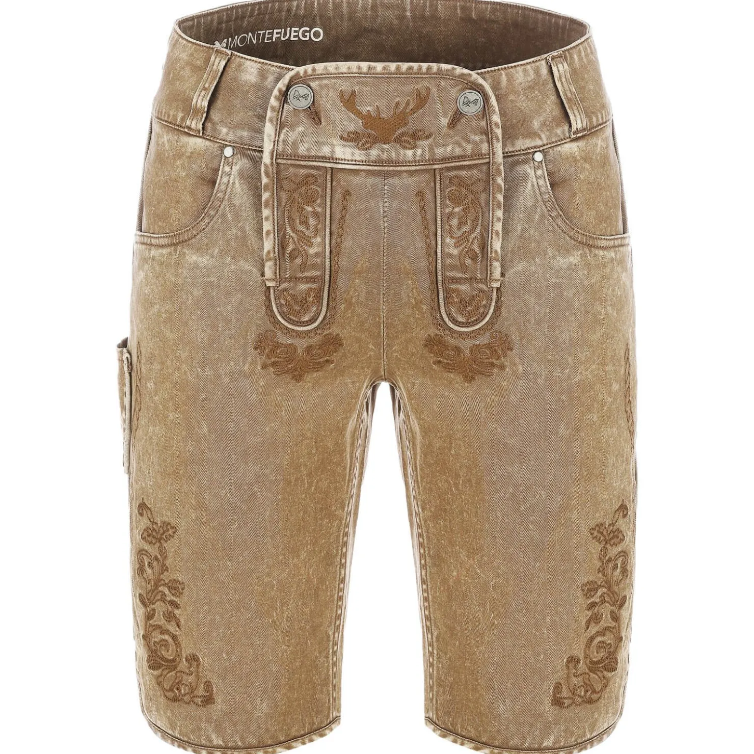 Zillertaler Trachtenwelt Freizeithosen-Herren Trachtenjeans mit Latz, Braun