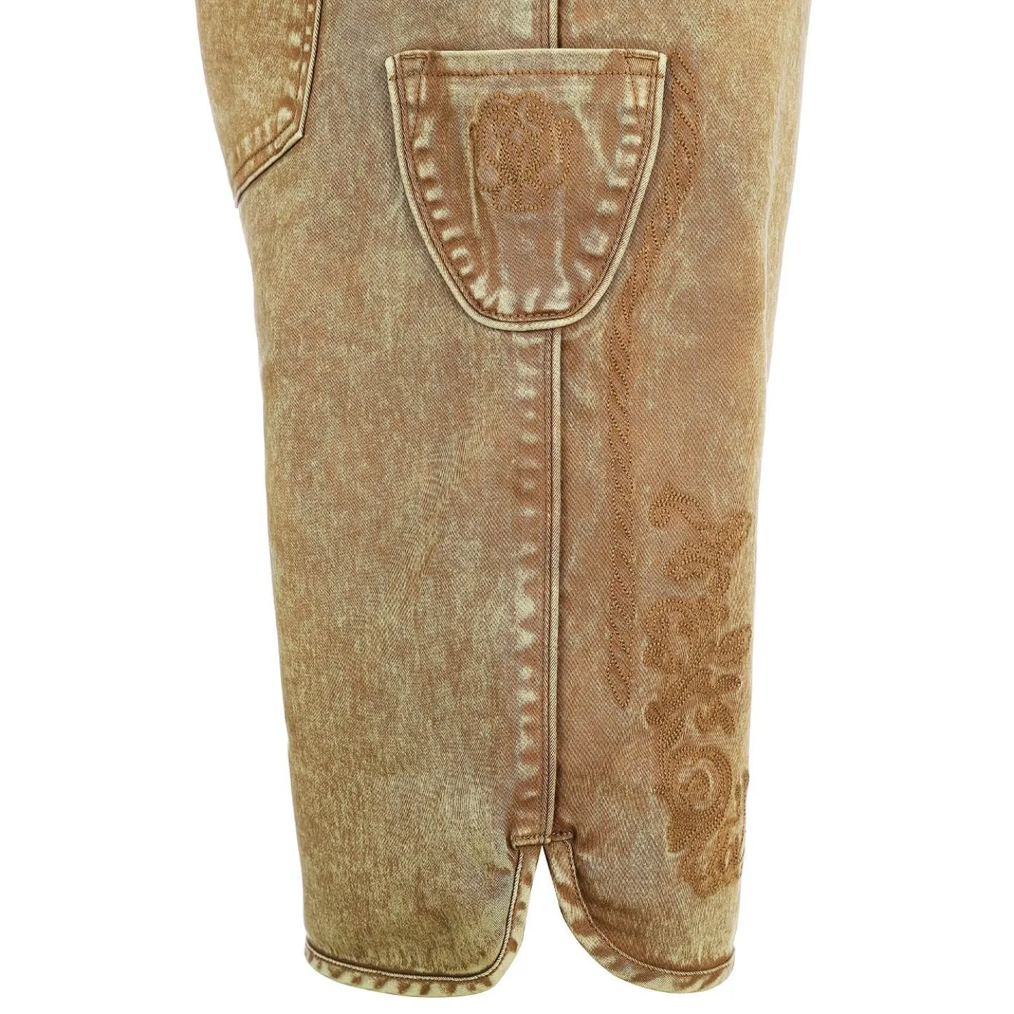 Zillertaler Trachtenwelt Freizeithosen-Herren Trachtenjeans ohne Latz, Braun