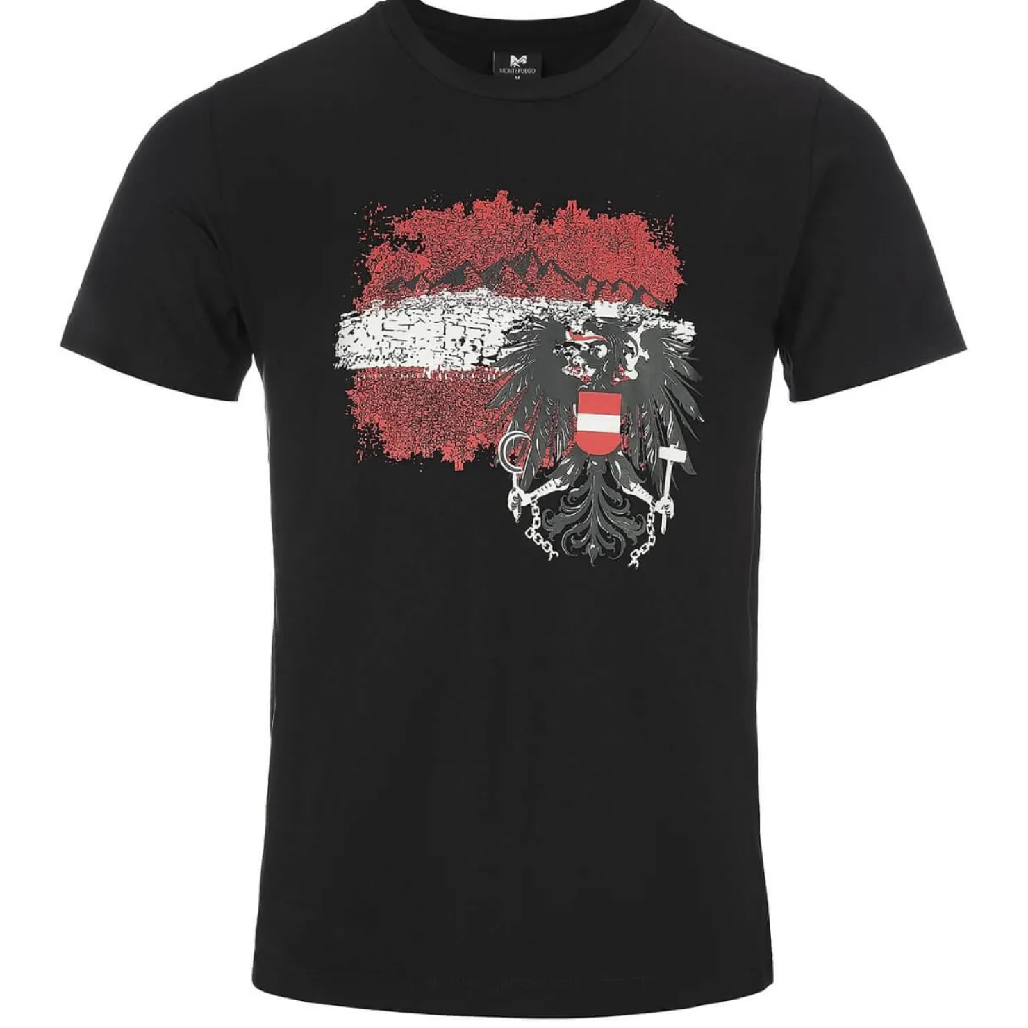 Zillertaler Trachtenwelt Shirts-Herren T-Shirt "Adler Österreich", Schwarz
