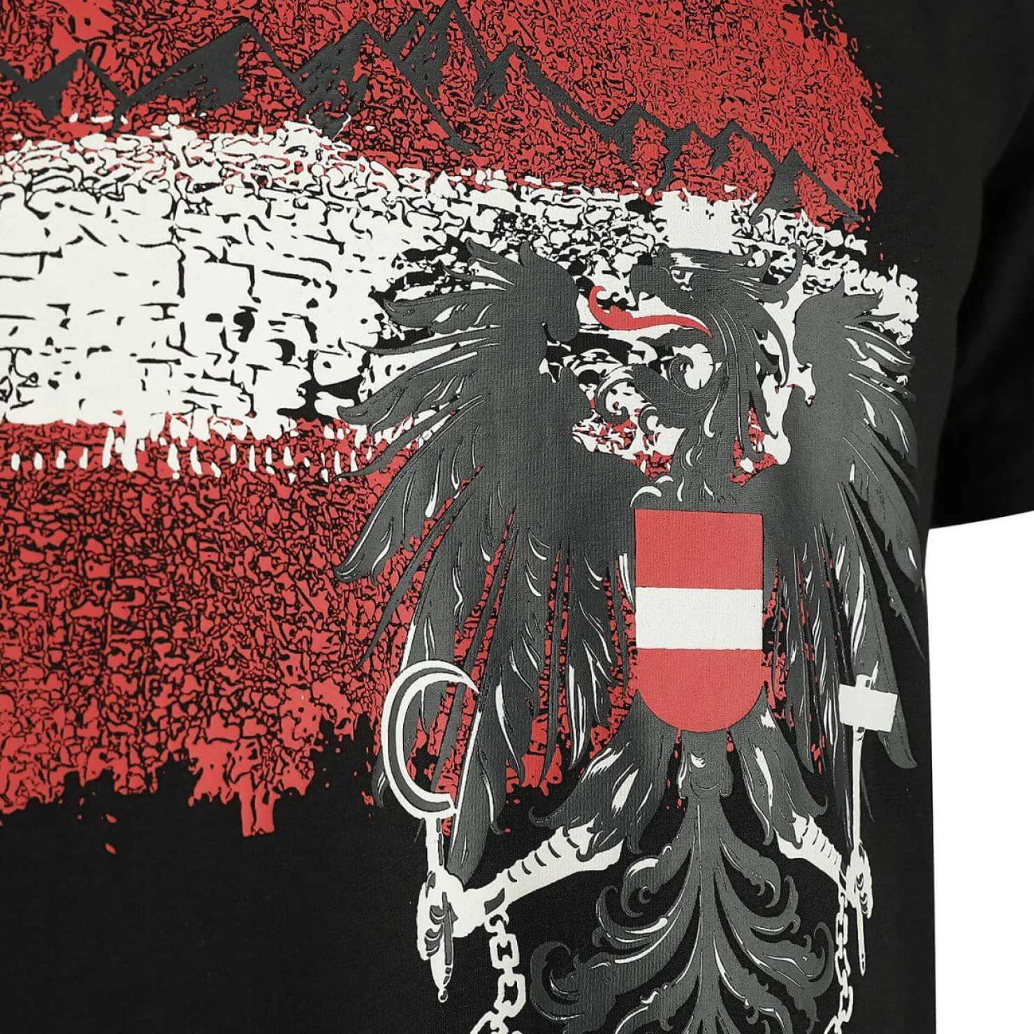 Zillertaler Trachtenwelt Shirts-Herren T-Shirt "Adler Österreich", Schwarz