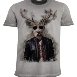 Zillertaler Trachtenwelt Shirts-Herren T-Shirt "Almtracht Frank", Grau