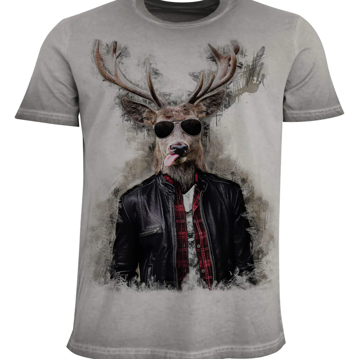 Zillertaler Trachtenwelt Shirts-Herren T-Shirt "Almtracht Frank", Grau