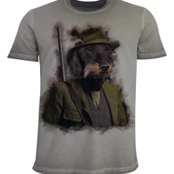 Zillertaler Trachtenwelt Shirts-Herren T-Shirt "Almtracht Oskar", Grau