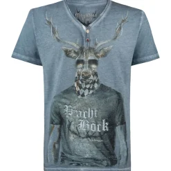 Zillertaler Trachtenwelt Shirts-Herren T-Shirt "Prachtbock", Blau