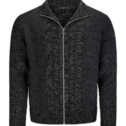 Zillertaler Trachtenwelt Jacken-Herren Zopf-Strickjacke "Noel", Dunkel Grau