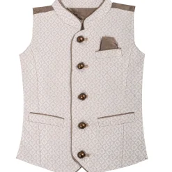 Zillertaler Trachtenwelt Gilets-Jungen Gilet "Salvo", Taupe Beige
