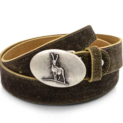 Zillertaler Trachtenwelt Accessoires-Ledergürtel "Steinbock", Hell Braun
