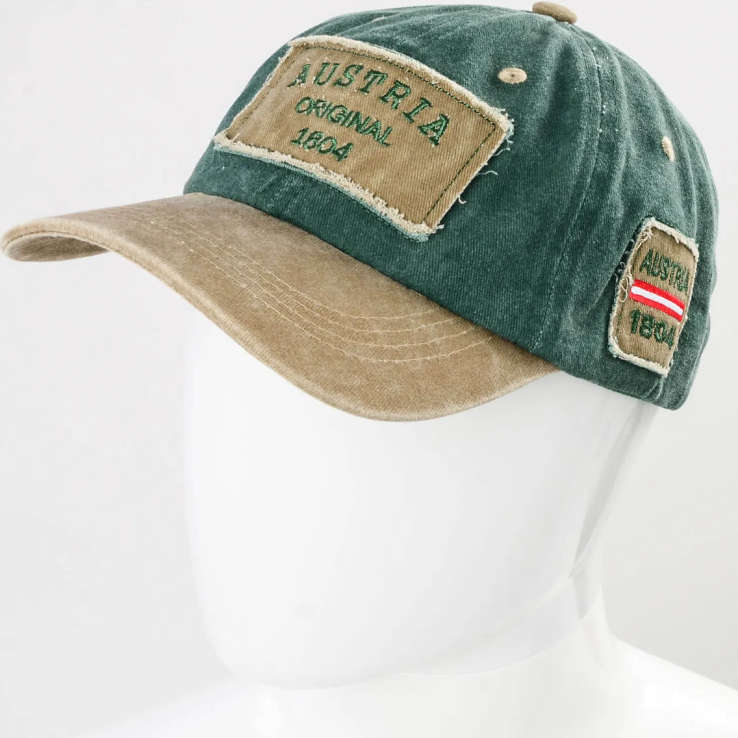 Zillertaler Trachtenwelt Accessoires-Schildkappe “Austria”, Grün- Beige