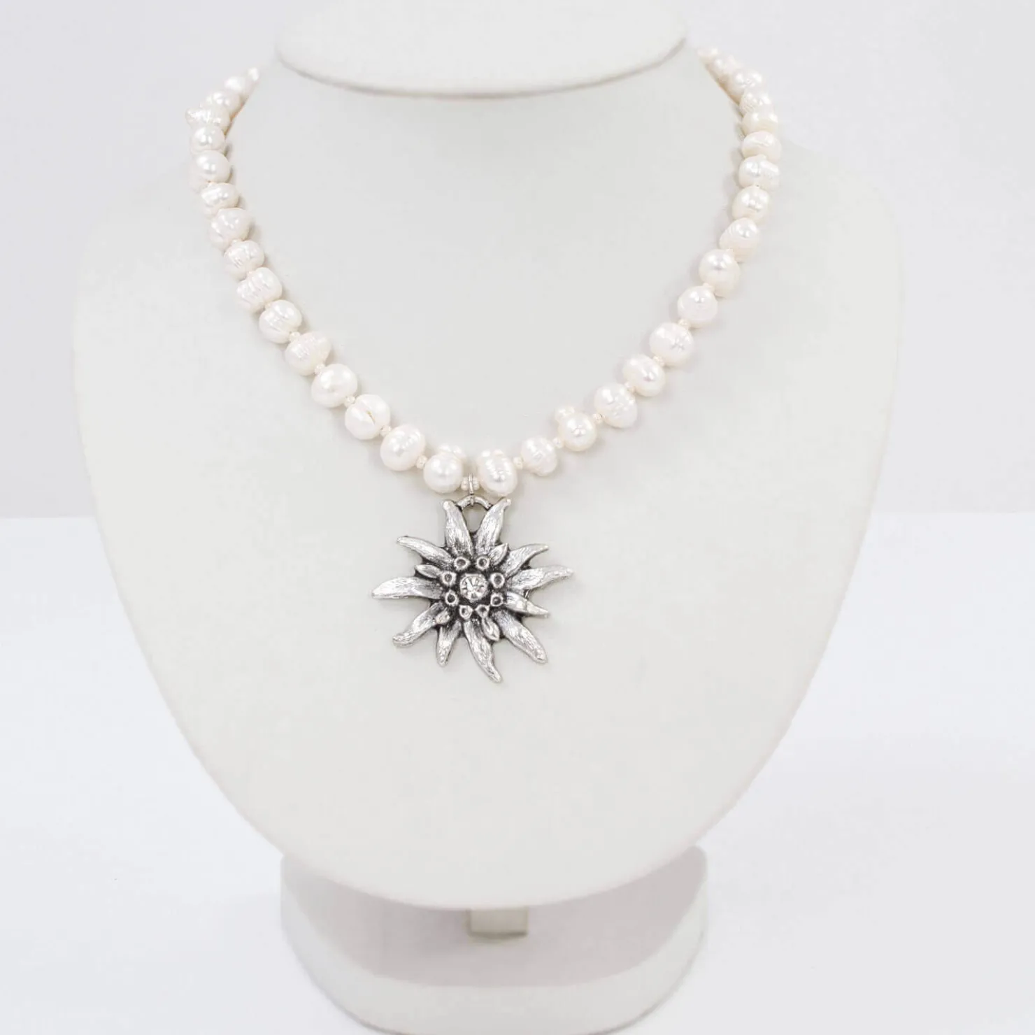 Zillertaler Trachtenwelt Accessoires-Trachtenkette "Edelweiss", Groß Silber