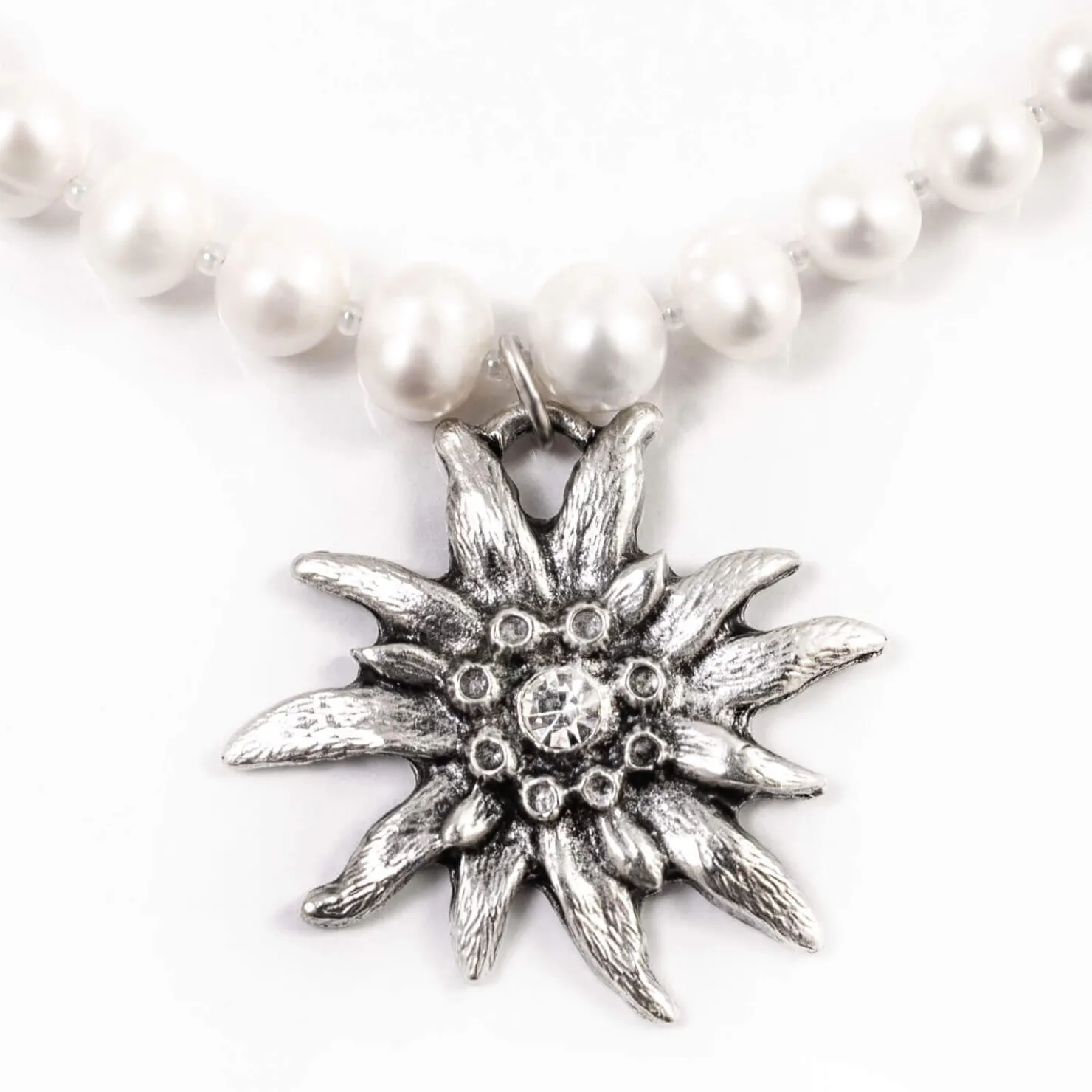 Zillertaler Trachtenwelt Accessoires-Trachtenkette "Edelweiss", Groß Silber